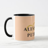 Monogramm Pfirsich Gold Schwarz Name Minimalistisc Tasse (Links)