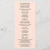 Monogramm Pfirsich Rosen Goldfolie Hochzeitsprogra Programm (Rückseite)