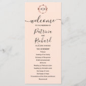 Monogramm Pfirsich Rosen Goldfolie Hochzeitsprogra Programm (Vorderseite)