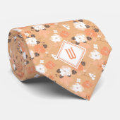 Monogramm Pfirsich und Weißes Floral Krawatte (Gerollt)
