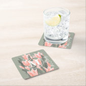 Monogramm-Pfirsichfarben mit elegantem Familiennam Rechteckiger Pappuntersetzer (Vor Ort)