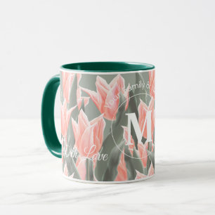 Monogramm-Pfirsichfarben mit elegantem Familiennam Tasse
