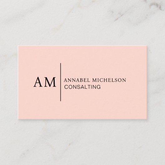 Monogramm Pfirsichkarte Visitenkarte (Vorderseite)