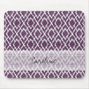 Monogramm-Pflaume lila Stammes- Ikat Mousepad