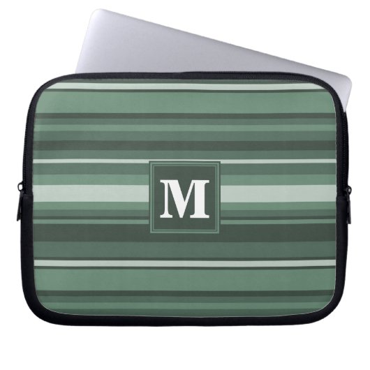 Monogramm Phalelgrün Laptopschutzhülle (Vorderseite)