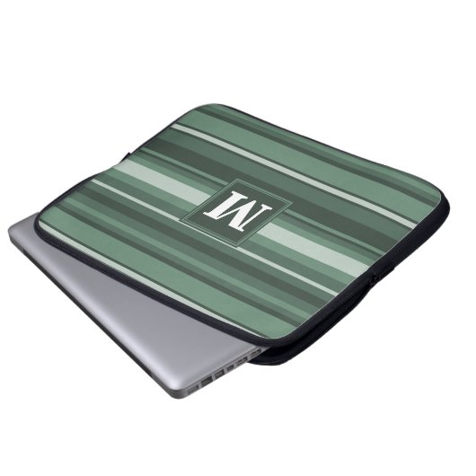 Monogramm Phalelgrün Laptopschutzhülle (Vorne Knopf)