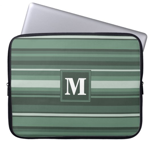 Monogramm Phalelgrün Laptopschutzhülle (Vorderseite)
