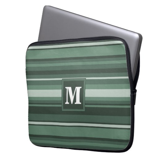 Monogramm Phalelgrün Laptopschutzhülle (Vorderseite Links)