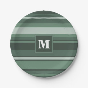 Monogramm Phalelgrün Pappteller