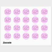 Monogramm Pink-Aufkleber Runder Aufkleber (Blatt)