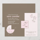 Monogramm Pink Babytragetücher Einladung (Vorne/Hinten)