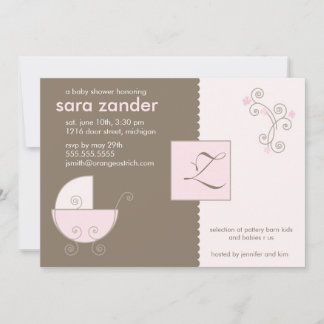 Monogramm Pink Babytragetücher Einladung