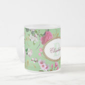 Monogramm Pink-Blume Mattglastasse (Vorderseite Links)