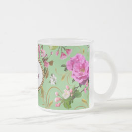 Monogramm Pink-Blume Mattglastasse