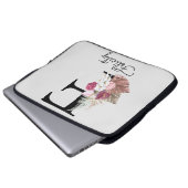 Monogramm Pink Boho Floral Initial F Laptopschutzhülle (Vorne Knopf)