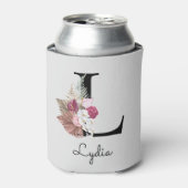 Monogramm Pink Boho Floral Initial L Dosenkühler (Kanne Vorderseite)