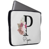 Monogramm Pink Boho Floral Initial P Laptopschutzhülle (Vorne Rechts)