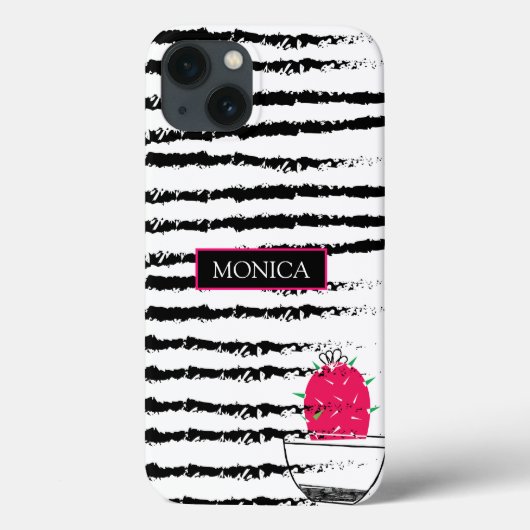 Monogramm Pink Cactus Case-Mate iPhone Hülle (Rückseite)