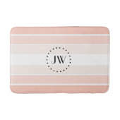 Monogramm Pink Coral Pastellstreifen Bath Mat Badematte (Vorderseite)