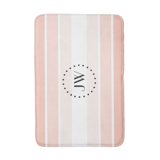 Monogramm Pink Coral Pastellstreifen Bath Mat Badematte (Vorderseite Vertikal)