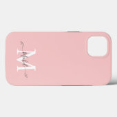 Monogramm Pink | Elegant Minimalistisch Case-Mate iPhone Hülle (Rückseite (Horizontal))
