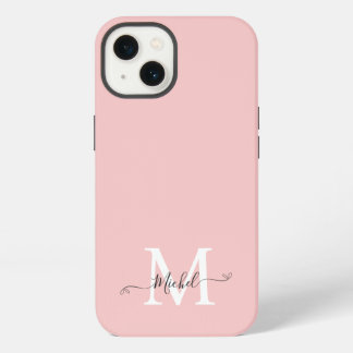 Monogramm Pink | Elegant Minimalistisch iPhone 13 Hülle