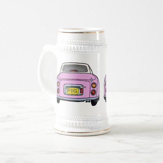 Monogramm Pink Figaro Auto Bierstein Bierglas (Vorderseite Links)