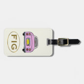 Monogramm Pink Figaro Auto Gepäckmarke Gepäckanhänger (Vorderseite horizontal)