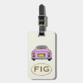 Monogramm Pink Figaro Auto Gepäckmarke Gepäckanhänger (Vorderseite vertikal)