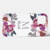 Monogramm Pink Floral Aquarell Case-Mate iPhone Hülle (Rückseite (Horizontal))