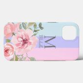 Monogramm Pink Floral Case-Mate iPhone Hülle (Rückseite (Horizontal))