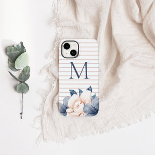 Monogramm Pink Floral Case-Mate iPhone 14 Hülle