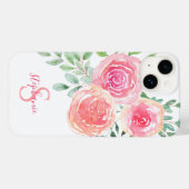 Monogramm Pink Floral Case-Mate iPhone Hülle (Rückseite (Horizontal))
