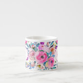 Monogramm Pink Floral Espressotasse (Vorderseite)