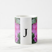 Monogramm Pink Floral Fotografie Kaffeetasse (Mittel)