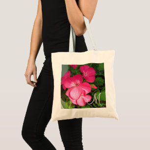 Monogramm Pink Floral Fotografie Tragetasche