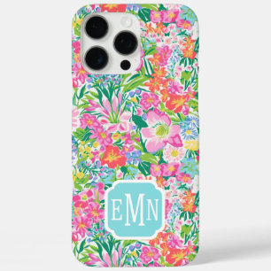 Monogramm 'Pink Floral Garden' iPhone 16 Pro Max Hülle