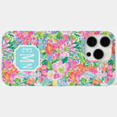 Monogramm 'Pink Floral Garden' Case-Mate iPhone Hülle (Rückseite (Horizontal))