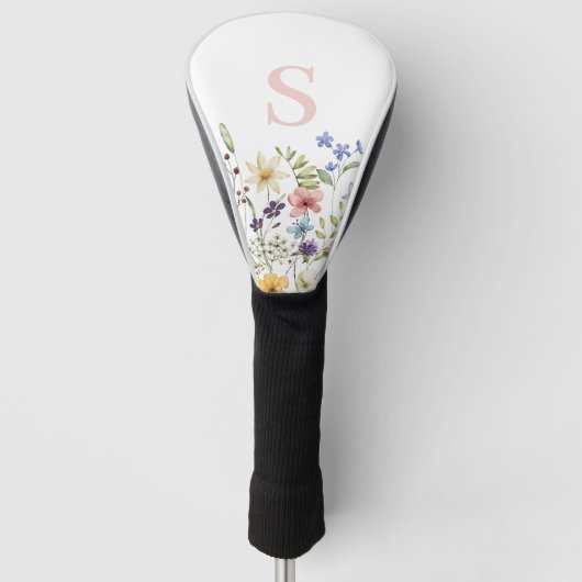 Monogramm Pink Floral Golf Headcover (Vorderseite)