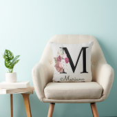 Monogramm Pink Floral Initial Kissen (Stuhl )