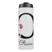 Monogramm Pink Floral Initial O Thermosbecher (Vorderseite)