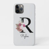 Monogramm Pink Floral Initial R Case-Mate iPhone Hülle (Rückseite)