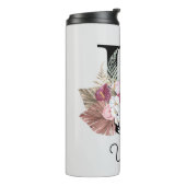 Monogramm Pink Floral Initial U Thermosbecher (Nach links gedreht)