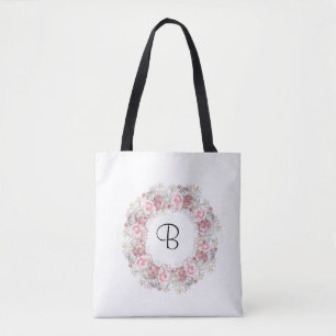 Monogramm Pink Floral Tasche