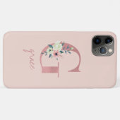 Monogramm Pink Glitzer Blume Letter G Light Pink Case-Mate iPhone Hülle (Rückseite (Horizontal))