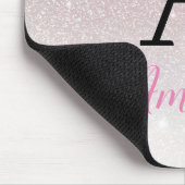 Monogramm Pink-Glitzer Fügen Sie Ihren Namen hinzu Mousepad (Ecke)