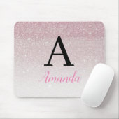 Monogramm Pink-Glitzer Fügen Sie Ihren Namen hinzu Mousepad (Mit Mouse)