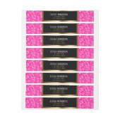 Monogramm Pink-Glitzer Rundum-Adressaufkleber (Bogen)