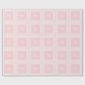 Monogramm Pink-Hahnentrittmuster Geschenkpapier (Flach)