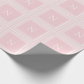 Monogramm Pink-Hahnentrittmuster Geschenkpapier (Ecke)